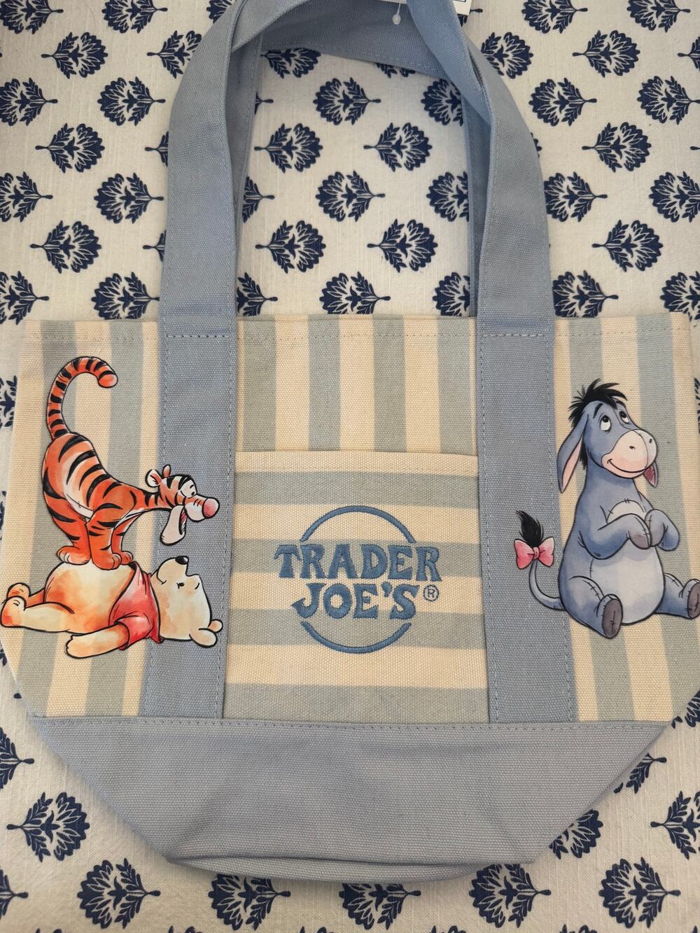 Disney Winnie the Pooh Striped Custom Made Trader Joes Mini Tote